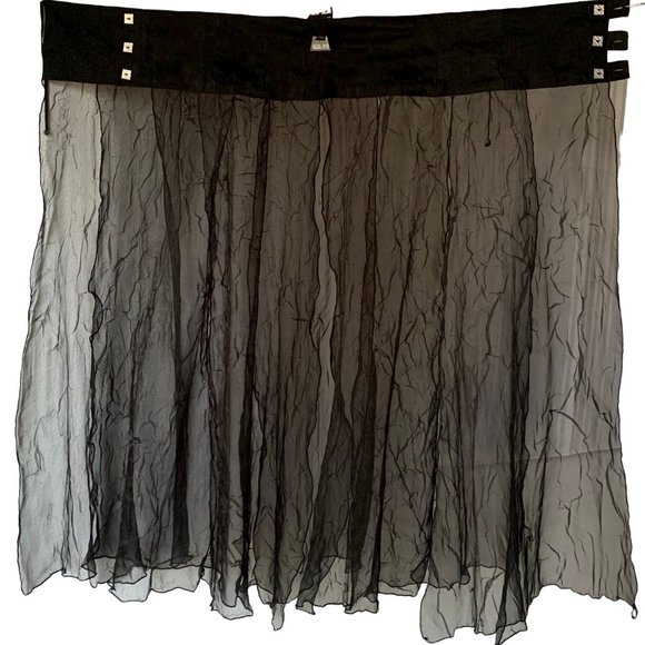 French Designer Biche de Bère vintage tiered/crinkled/pliseé sheer maxi skirt - Picture 13 of 15